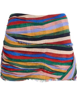 STAUD Nicola Striped Cotton Mini Skirt - Red