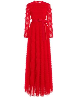 Huishan Zhang Gardenia Belted Tiered Gown