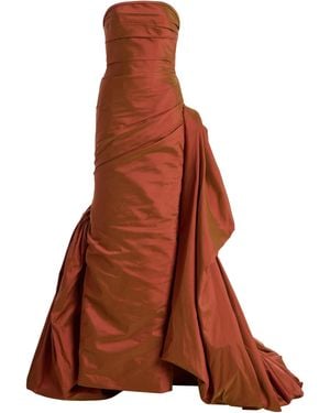 Marmar Halim Raisa Strapless Taffeta Gown - Brown