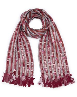 Dries Van Noten Striped Sequin Scarf - Red