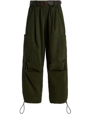 Sea Sullivan Belted Cotton Cargo Trousers - Green