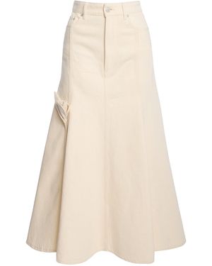 Erdem Fluted Denim Midi Skirt - Natural