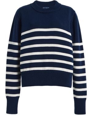 With Nothing Underneath Exclusive Devon Striped Cotton Jumper - Blue