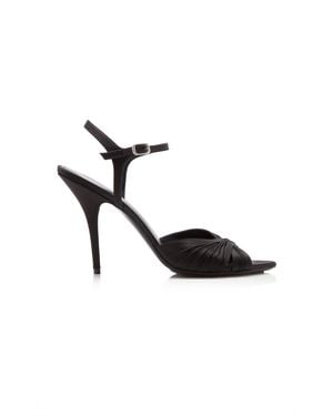 Balenciaga Dynas Plisse Satin Heeled Sandals - Black