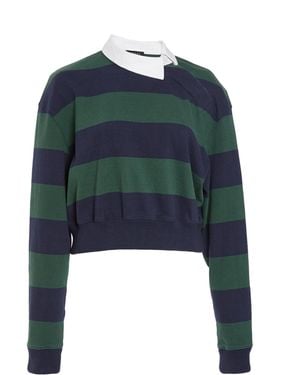 A.W.A.K.E. MODE Twisted Collar Rugby Jersey - Blue