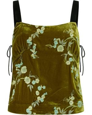 Harris Tapper Exclusive Plum Embroidered Velvet Top - Green