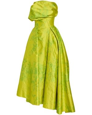 Erdem Floral Satin Midi Dress - Yellow
