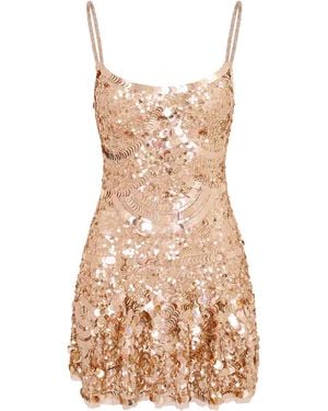 LoveShackFancy Liria Sequined Mini Dress - Natural