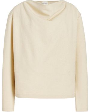 Closed Draped Wool-cotton Top - Natural