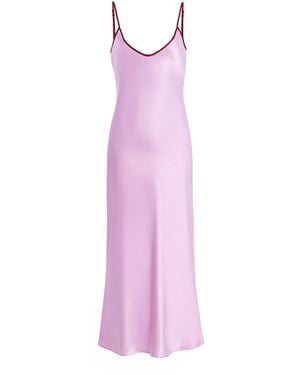 Comme Si Silk Bias Slip Dress - Purple