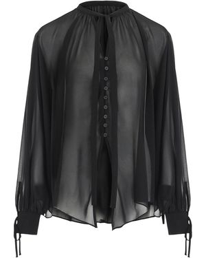Source Unknown Veylin Chiffon Tie Cuff Blouse - Black