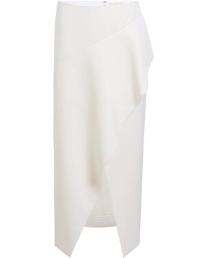 KHAITE Jaia Asymmetric Wool Midi Skirt - White
