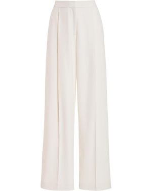 Oscar de la Renta High-rise Stretch-wool Wide-leg Trousers - White