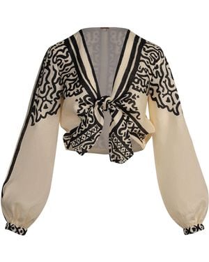 Johanna Ortiz Gentle Burn Linen Tied Top - Black