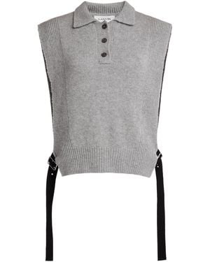 Lanvin Short Sleeveless Cashmere-Blend Sweater - Gray
