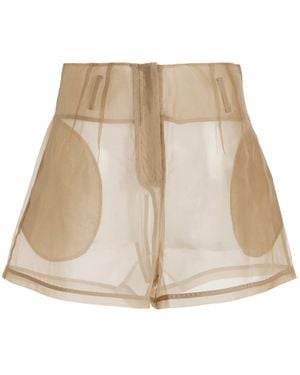 Frankie Shop Lise Sheer Silk-Blend High-Rise Shorts - Natural
