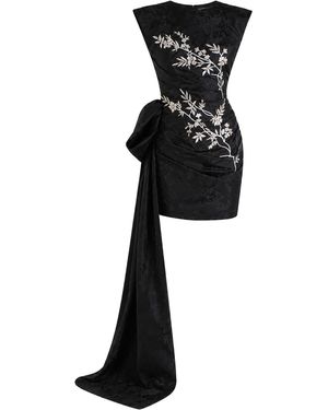 Sandra Mansour Blackout Silk Brocade Mini Dress