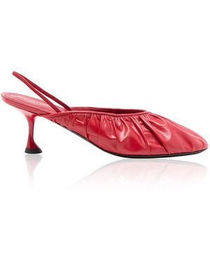 Proenza Schouler Soft Calf Rouched Tee Slingbacks - Red