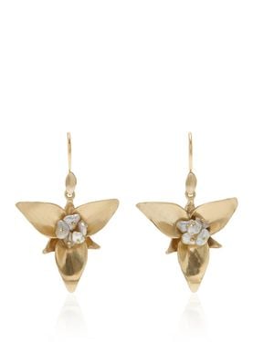 Annette Ferdinandsen Large Trillium 14K Pearl Earrings - Metallic