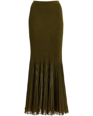 Ulla Johnson Vera Pleated Knit Maxi Skirt - Green