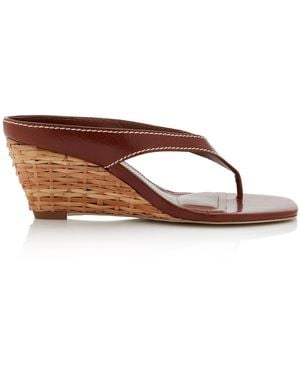 Jonathan Simkhai Hazel Leather Thong Wedge Sandals - Brown