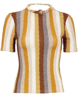 Silvia Tcherassi Varinia Jewel-Detailed Knit Shirt - Metallic