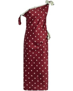 Marina Moscone Polka Dot Twill Tabard Tie Dress - Red