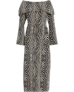 By Malene Birger Bennie Zebra-Print Off-The-Shoulder Maxi Dress - Grey