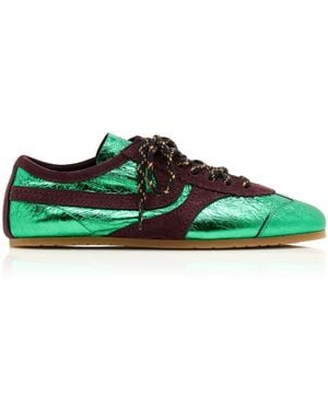 Dries Van Noten Metallic Leather Trainers - Green