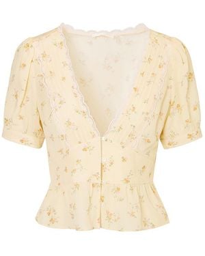 LoveShackFancy Bondy Lace Crepe Top - Natural