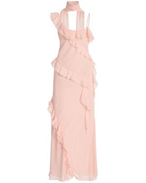 Siedres Exclusive Monica Scarf-neck Ruffled Georgette Maxi Dress - Pink