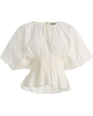Sea Gathered Ramie Top - White