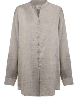 Cortana Sal Linen-Blend Button Up Shirt - Grey