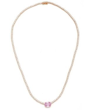 Anita Ko Hepburn 18k Rose Gold, Sapphire, And Diamond Necklace - Pink