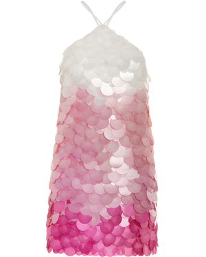 DES_PHEMMES Exclusive Paillette-sequined Mesh Halter Mini Dress - Pink