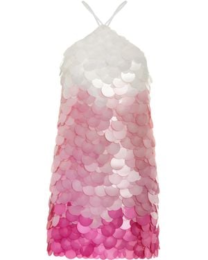 DES_PHEMMES Exclusive Paillette-sequined Mesh Halter Mini Dress - Pink