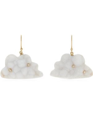 Annette Ferdinandsen Daydreamer Cloud 18K Diamond And Chalcedony Drusy Earrings - White