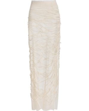Colleen Allen Unraveled Cotton Lace Maxi Skirt - White