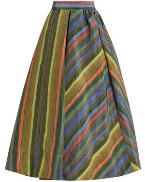 Christopher John Rogers Louie Striped Midi Skirt - Green