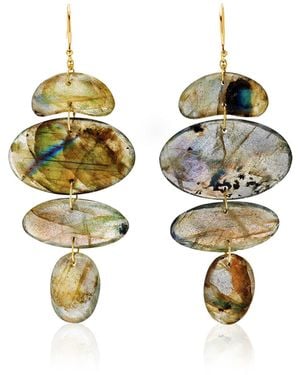 Ten Thousand Things Small Totem Ii 18k Yellow Gold Labrodite Earrings - Metallic