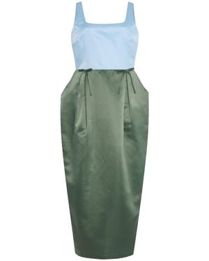 Marlies Grace Exclusive Bow-Detailed Satin Midi Dress - Green