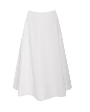 Brandon Maxwell The Knox Low-Rise Cotton Poplin Midi Skirt - White