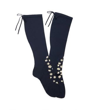 Prada Flower Knee-High Cotton Socks - Blue