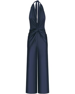 ANDRES OTALORA Cannaria Gathered Halter Jumpsuit - Blue