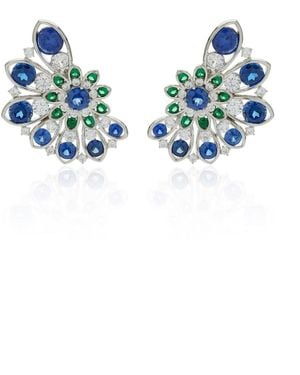 Anabela Chan Pinecone Rhodium Vermeil Multi-Stone Earrings - Blue