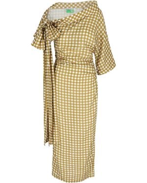 BERNADETTE Bowie Off-the-shoulder Gingham Linen Maxi Dress - Metallic