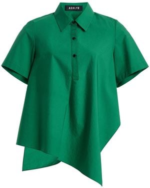 Ashlyn Trapeze Cotton Top - Green
