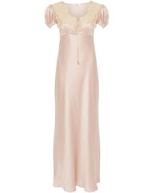Chloé Lace-Trimmed Silk Satin Maxi Dress - Natural