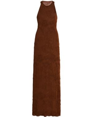 Maygel Coronel El Virao Open Back Knit Jacquard Maxi Dress - Brown