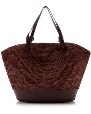 STAUD Squillo Raffia Tote Bag - Brown